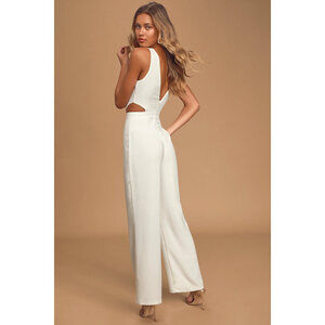 Lulus Moments To Remember White Sleeveless Wide-leg Cutout Jumpsuit - Size XS
